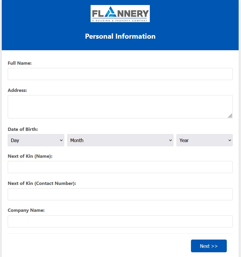 Flannery Construction - Personal Information