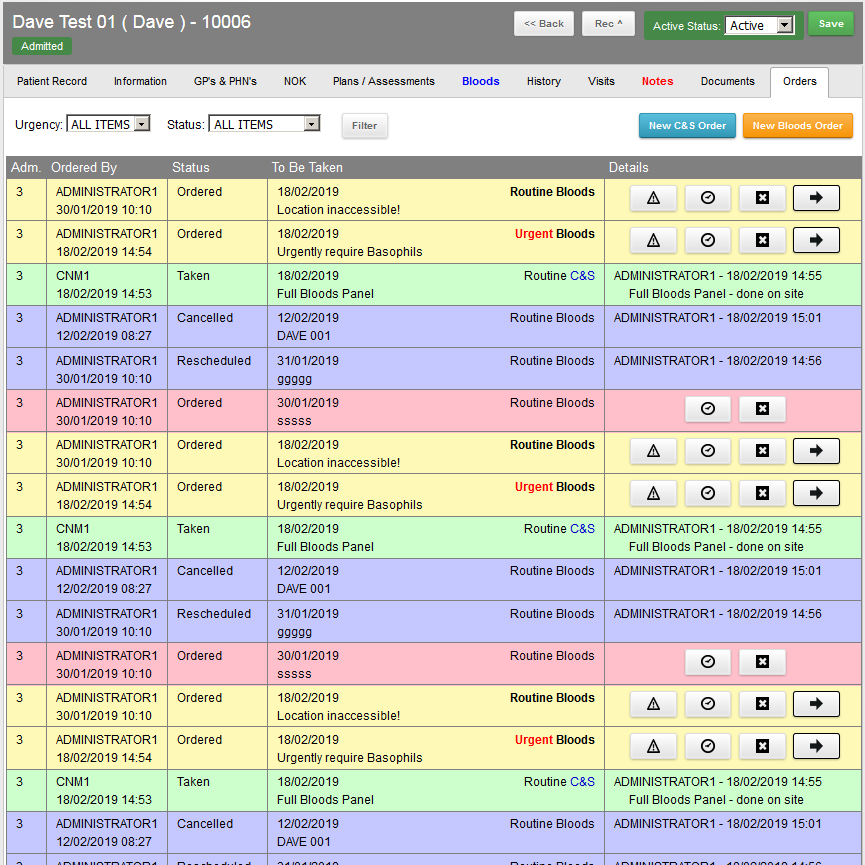 VHI EPMS - Blood Test Ordering System